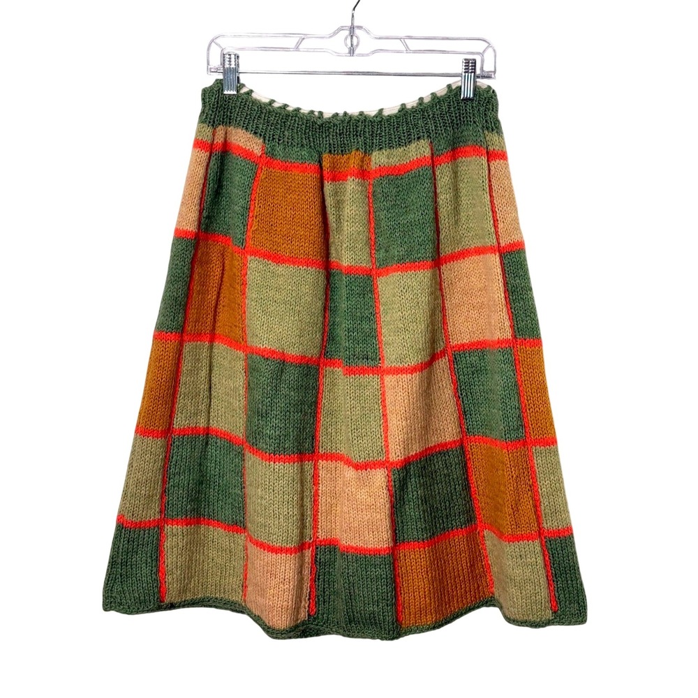 Vintage Hand Knit Patchwork Midi Skirt Size M Cottagec Boho Granny Retro Hippie